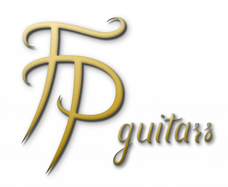 Logo FP Guitars détouré avec ombrage, emblème artisanal du luthier haut de gamme en Haute-Savoie.